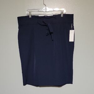 Liz Claiborne Womens Navy Blue Paper Bag Waist A-Line Skirt Sz 18 Office, Formal